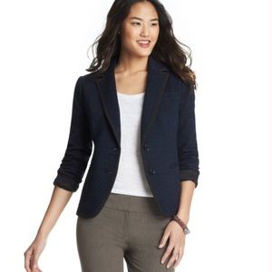 Herringbone Blue Blazer Loft Sz Medium